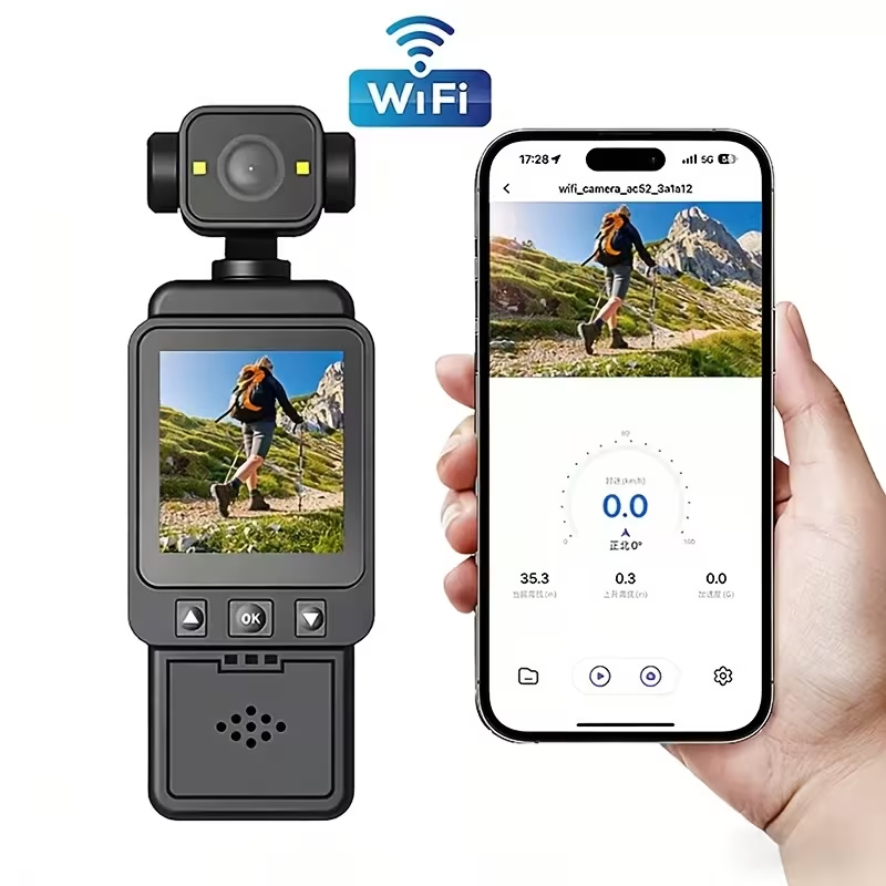 Cycling Gear Helmet - Kamera Aksi WiFi Saku, Stabilisasi Gambar,