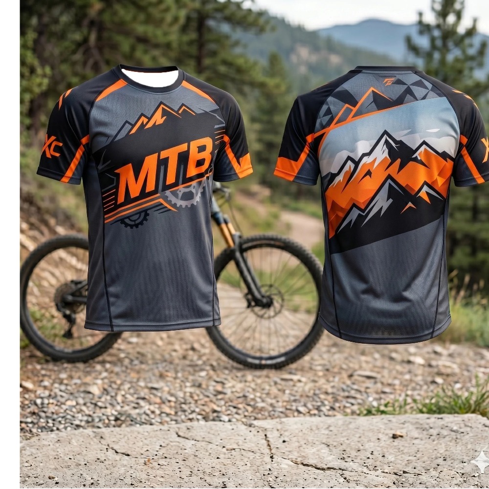 Xc Cycling Gear - Kaos Pria Cepat Kering Motif Mountain